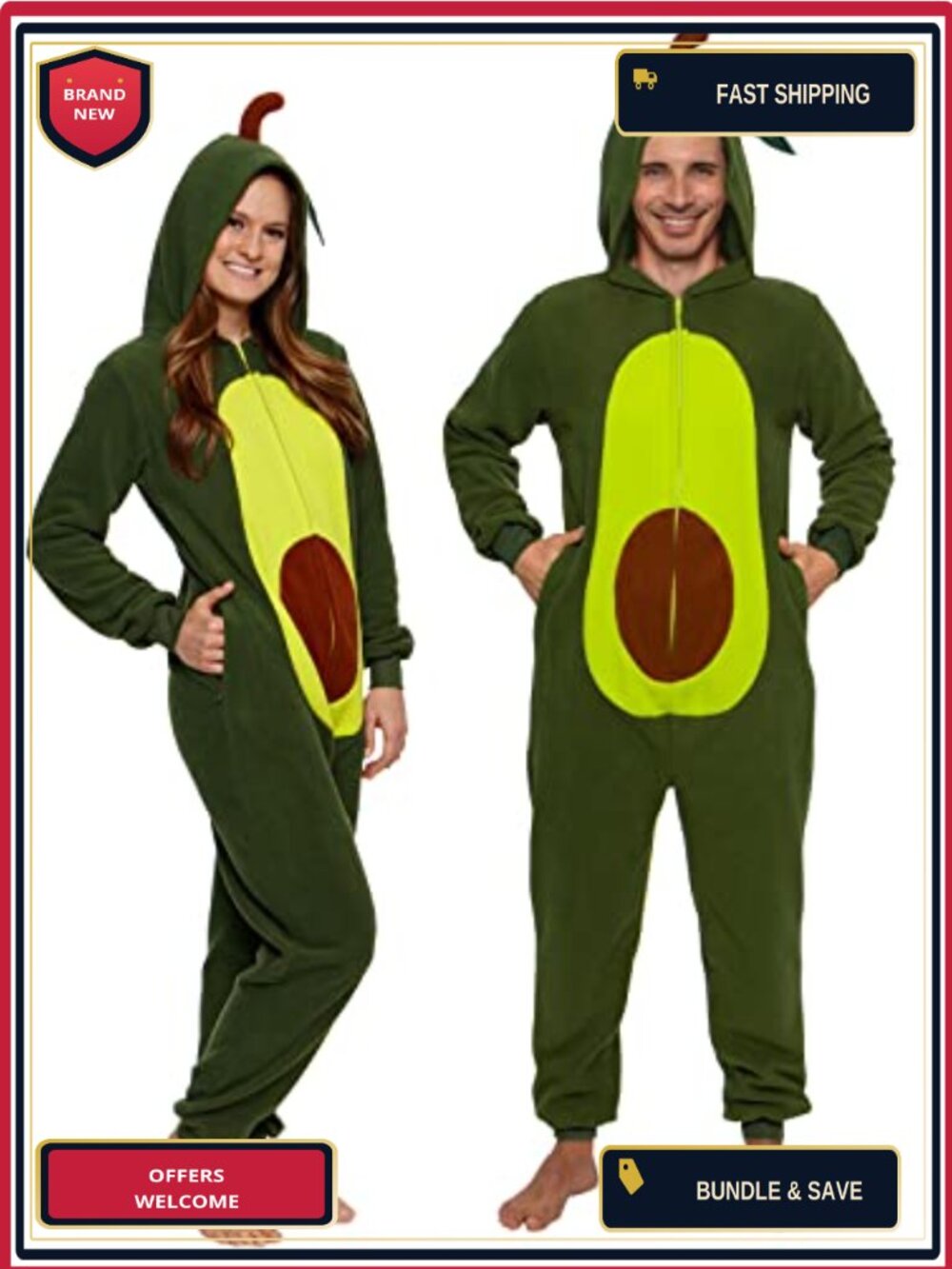Funziez! Slim Adult Onesie Avocado Costume One-Piece Cosplay Suit